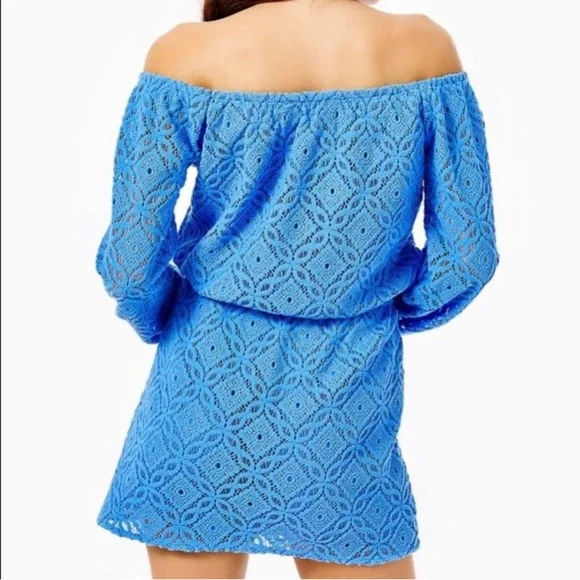 Lilly Pulitzer Blue Off-Shoulder Romper - Picture 2 of 4